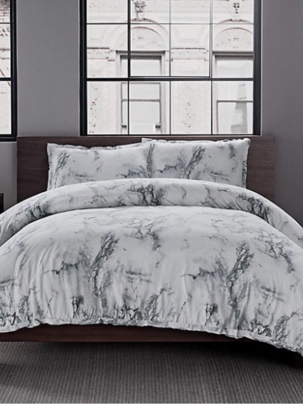 Marble-Print Duvet Cover Set